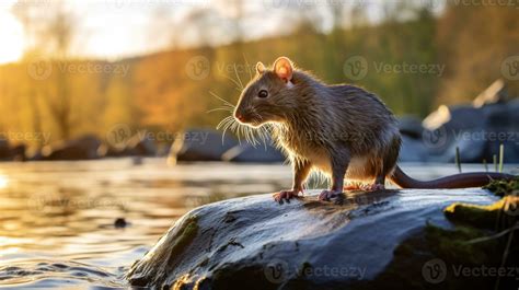 Close-up photo of a Rat looking in their habitat. Generative AI ...