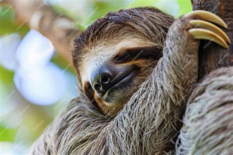 Premium Photo | A hilarious closeup of a sleepy sloth with a goofy ...