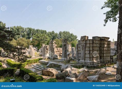 Ruins in Yuanmingyuan or Yuanming Yuan Old Summer Palace in Beijing ...