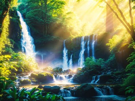 Premium AI Image | Create a calming scene of a peaceful waterfall ...