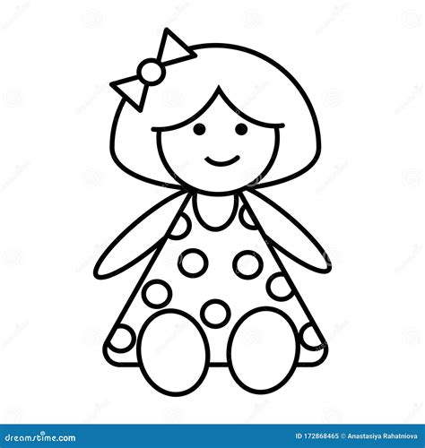 Cute Baby Girl Coloring Page Outline Sketch Drawing Vector Easy Doll ...