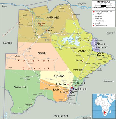 Political Map of Botswana - Ezilon Maps