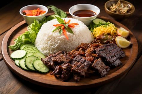 Premium AI Image | Spicy and flavorful nasi padang with beef and vegetables