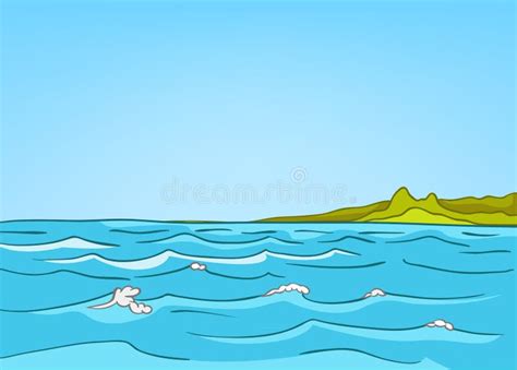 Cartoon Background of Sea Landscape. Stock Illustration - Illustration ...