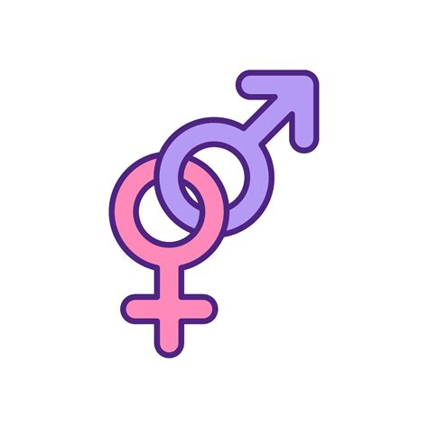 Male and female gender symbols together RGB color icon. 2210356 Vector ...