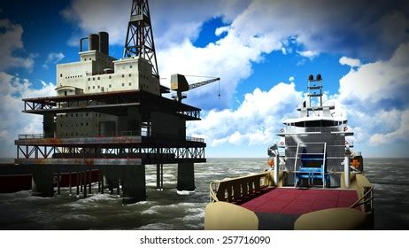 Oil Rig Platform Sunset Stock Illustration 257716090 | Shutterstock