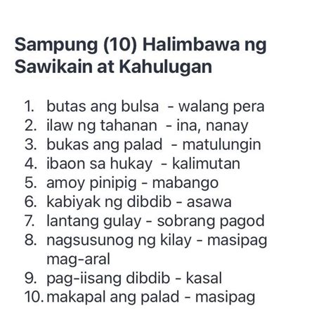 Halimbawa Ng Sawikain