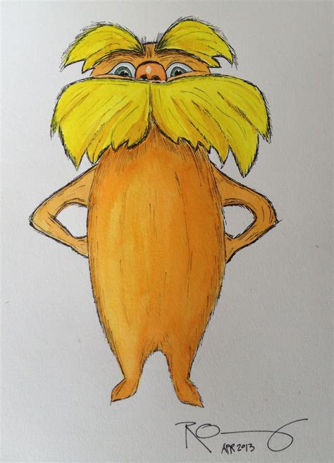 Lorax. Watercolor, pen & ink. Sketchbook. Birthday Surprise, 4th ...