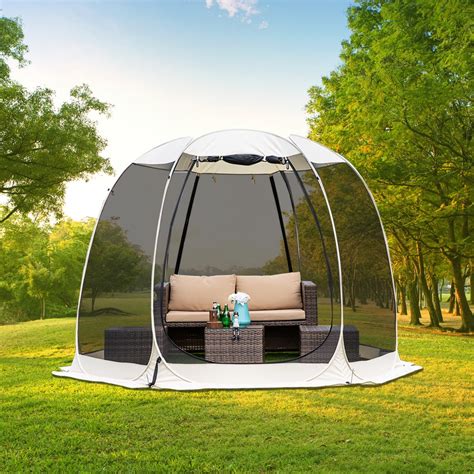 10'x10' Gazebo Pop Up with Mosquito Netting Portable Beige - Walmart ...