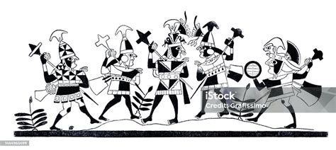 Native Americans Of Chimor Warrior Fighting Illustration Stock ...