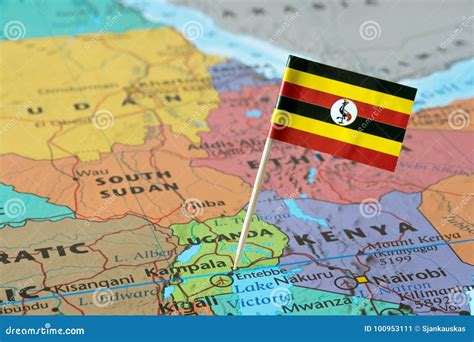 Uganda flag on a map stock image. Image of east, exotic - 100953111