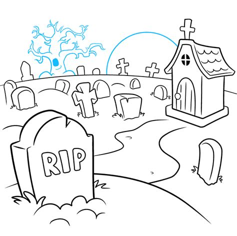 How to Draw a Graveyard - Really Easy Drawing Tutorial