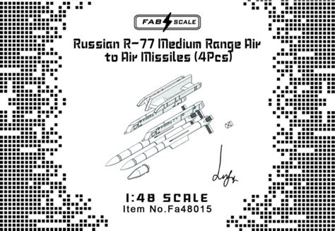 Russian R-77 Medium Range Air to Air Missles 4pcs Fab Scale -Fa48015