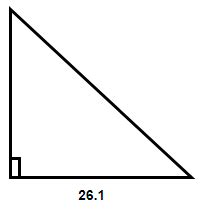 A 90 degree angle triangle has one side a length of 26.1 meters, how do ...