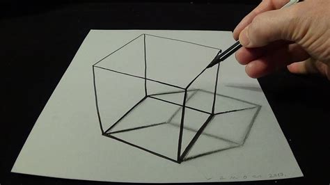 3D Drawing a Simple Cube - No Time Lapse - How to Draw 3D Cube