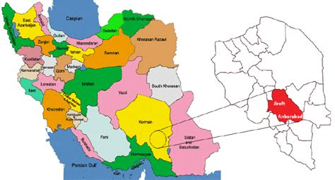 Situation of Kerman Province in Iran and location of study areas in ...