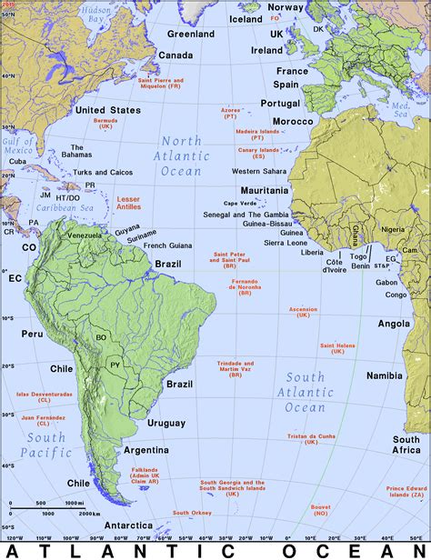 Map Of The Atlantic Ocean Islands - Cities And Towns Map