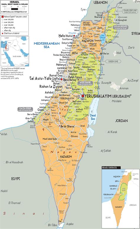 Detailed Political Map of Israel - Ezilon Maps