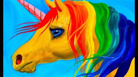 Easy learn to Paint Rainbow Unicorn Acrylic Tutorial Beginners and KIDS ...