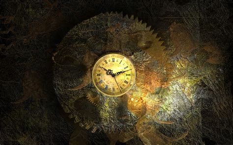 Round gold analog clock digital wallpaper, clocks, clockworks, vintage ...