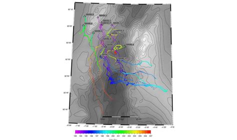 Trajectories of migration of seismic stations installed on drifting ...