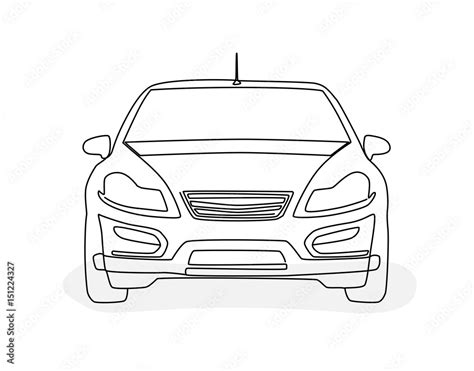 Hand drawing of a car in the front view Stock Vector | Adobe Stock