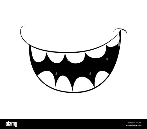 Cartoon smile, mouth, lips with teeth. vector silhouette, outline ...