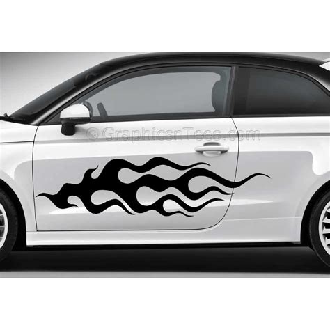 Flames Custom Car Stickers Vinyl Graphic Decals x 2 - Flames01