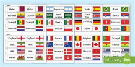 2022 Men's World Cup Country Name and Flags Wristbands