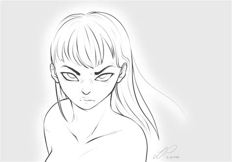 Angry Face Girl Drawing