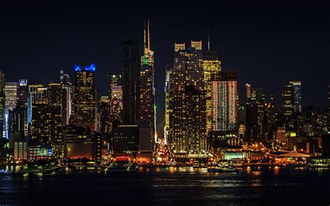 Download wallpapers Manhattan, 4k, New York, nightscapes, cityscapes ...