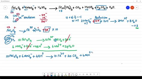 FeC2O4+KMnO4+H2SO4 GIVES Fe2(SO4)3+MnSO4+ K2S04+H2O+CO2. Balancing ...