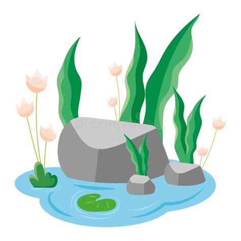 Wetland with flowers stock vector. Illustration of wetland - 300278145