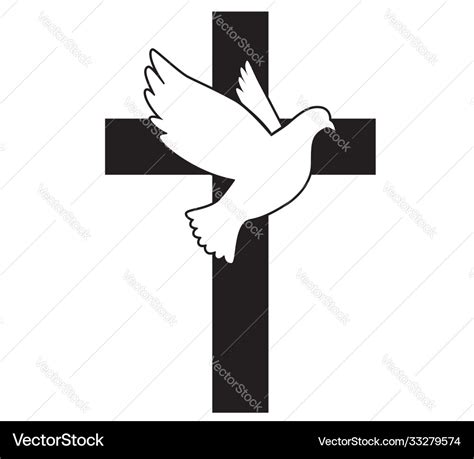 Dove flying with a symbol religion cross Vector Image