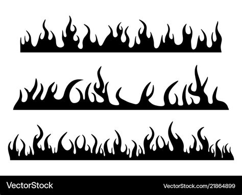 Burning fire flame silhouette set banner Vector Image