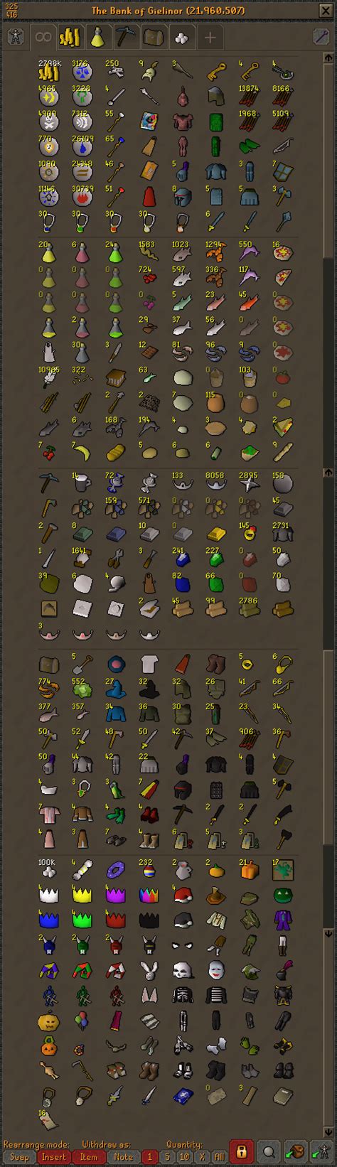 [OSRS] Bank of a *Mid-level* player. Small but alright. : BankTabs