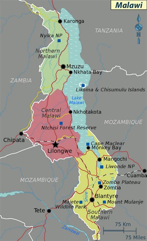 Lake Malawi africa map - Map of lake Malawi africa (Eastern Africa ...