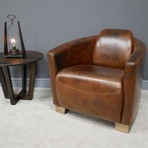 Cognac Leather Cigar Chair | Brown Leather Arm Chair | Leather Chair