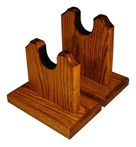 Oak Wooden Gun Rack Stand Rifle Shotgun Two Piece Table Top Mantle Dis ...