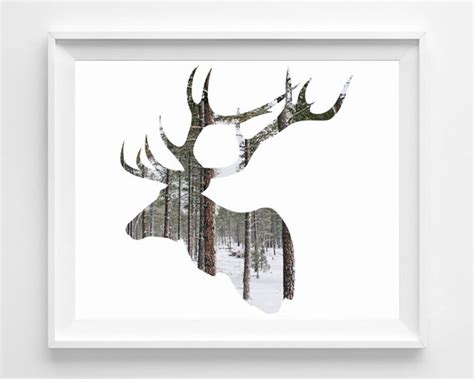 Deer Elk Photography / modern minimal rustic silhouette | Etsy