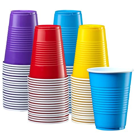 Disposable Party Plastic Cups [50 Pack - 9 oz.] Assorted Colors ...