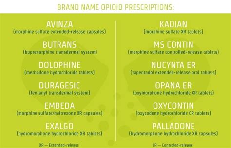 List Of All Opioids In The United States