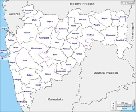 Maharashtra free map, free blank map, free outline map, free base map ...