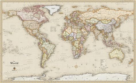 World Map Old Style - Mural Wall