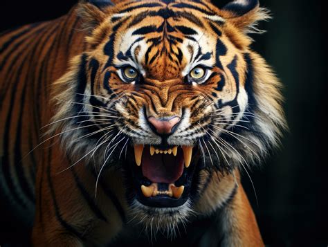 Close up shot of a wild tiger roaring 26840979 Stock Photo at Vecteezy