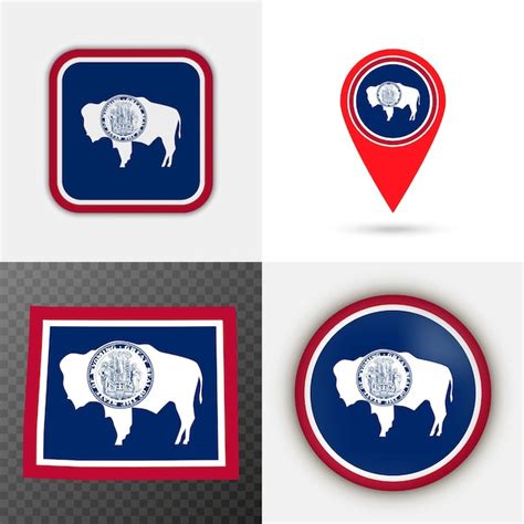 Premium Vector | Set of wyoming state flag vector illustration