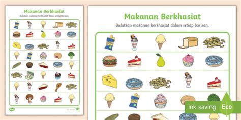 Latihan Bahasa Melayu Tadika 6 tahun PDF: Makanan Berkhasiat