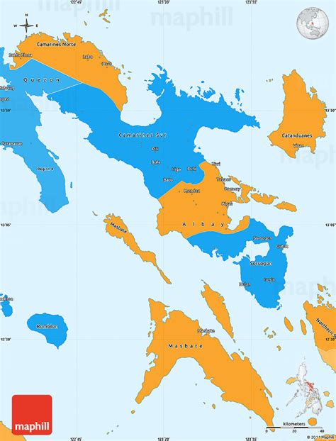 Political Simple Map of Region 5, political shades outside