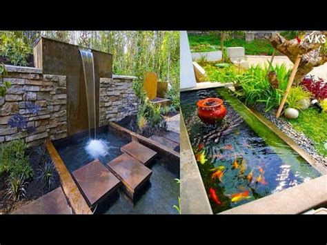 Backyard Waterfall Fountain Feature | Backyard Fish Pond Design | Patio ...