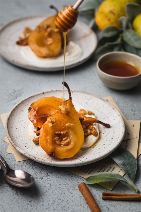 Warm Honey and Rum Roasted Pears Recipe | Low Sugar, Healthy